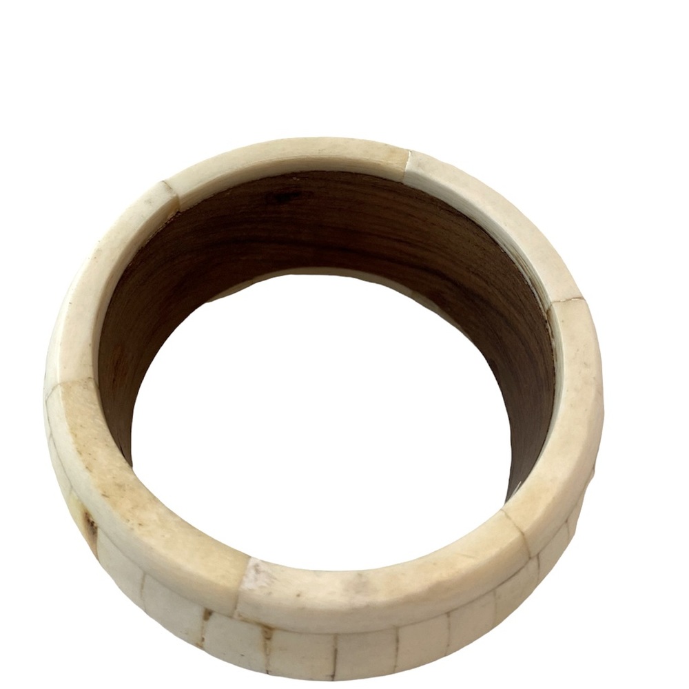 Vintage Bone & Wood Bangle Bracelet